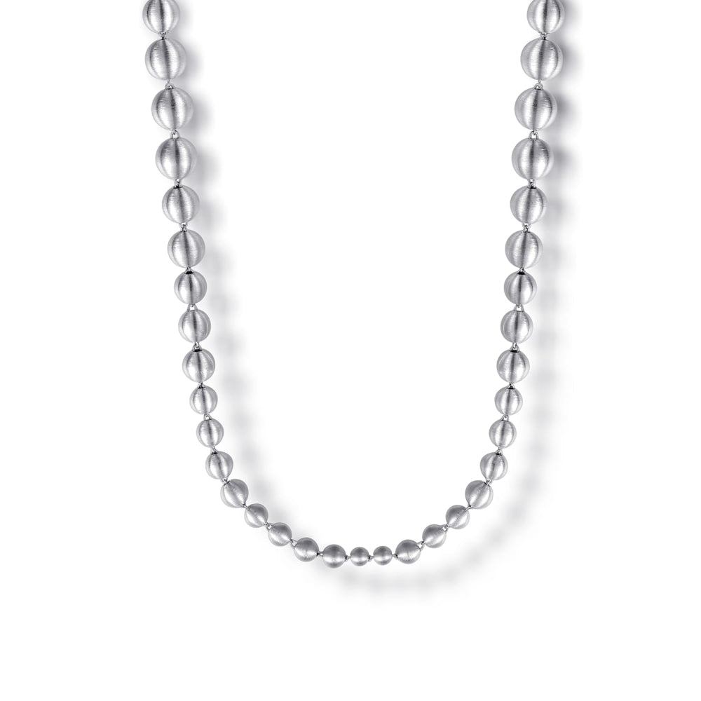 Sterling silver brushed beaded necklace 
