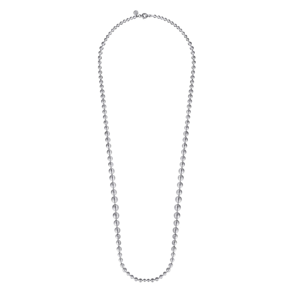 32 in Sterling silver brush beaded necklace