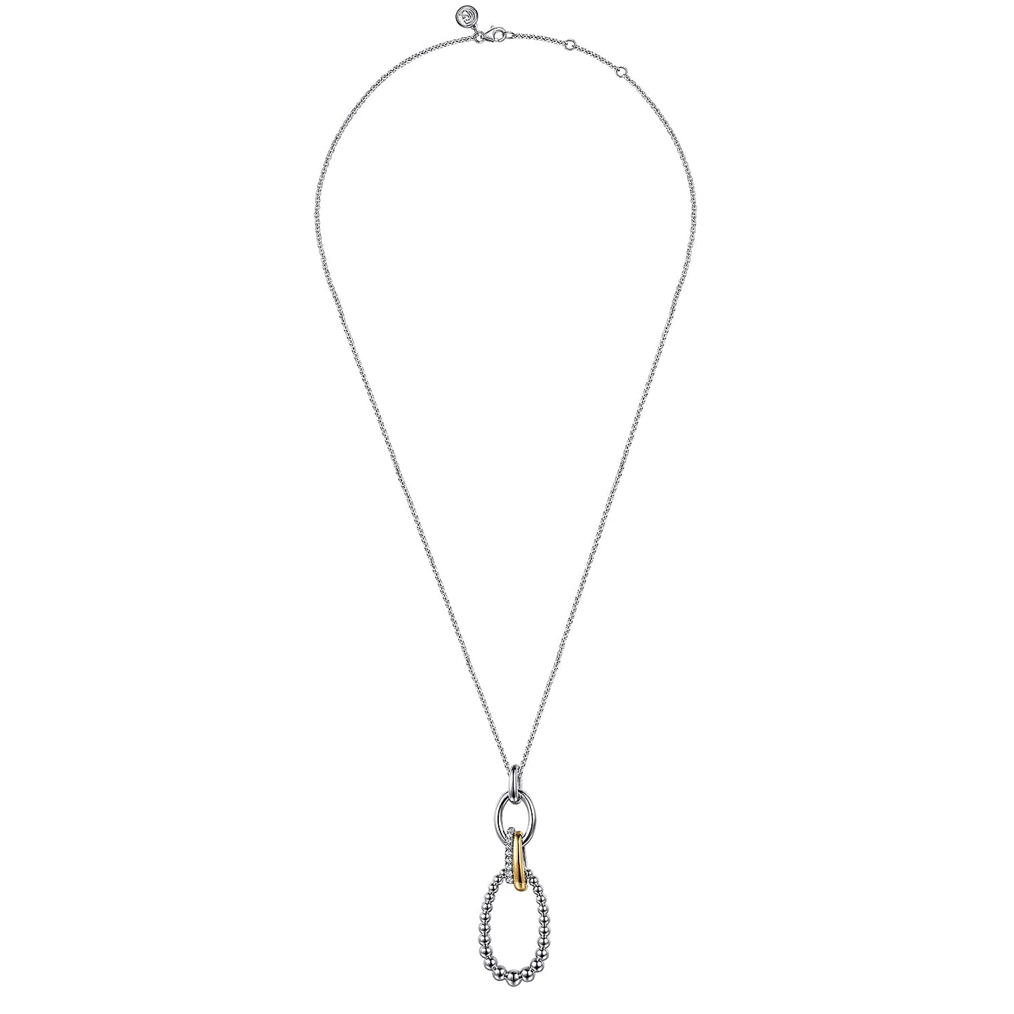 Gabriel & Co.SS & 14Y Bujukan Collection White Sapphire Link Pendant Necklace