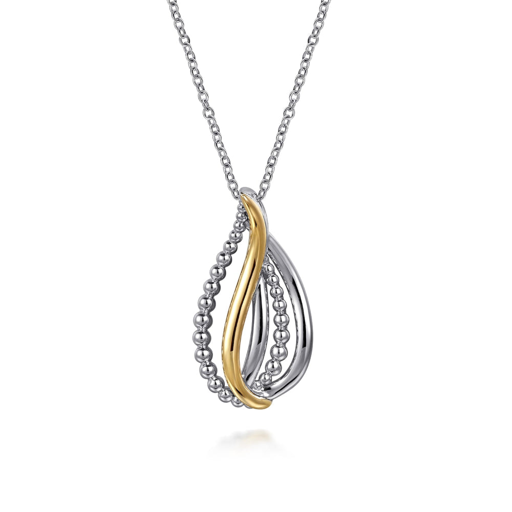 Silver and gold twist pendant necklace 