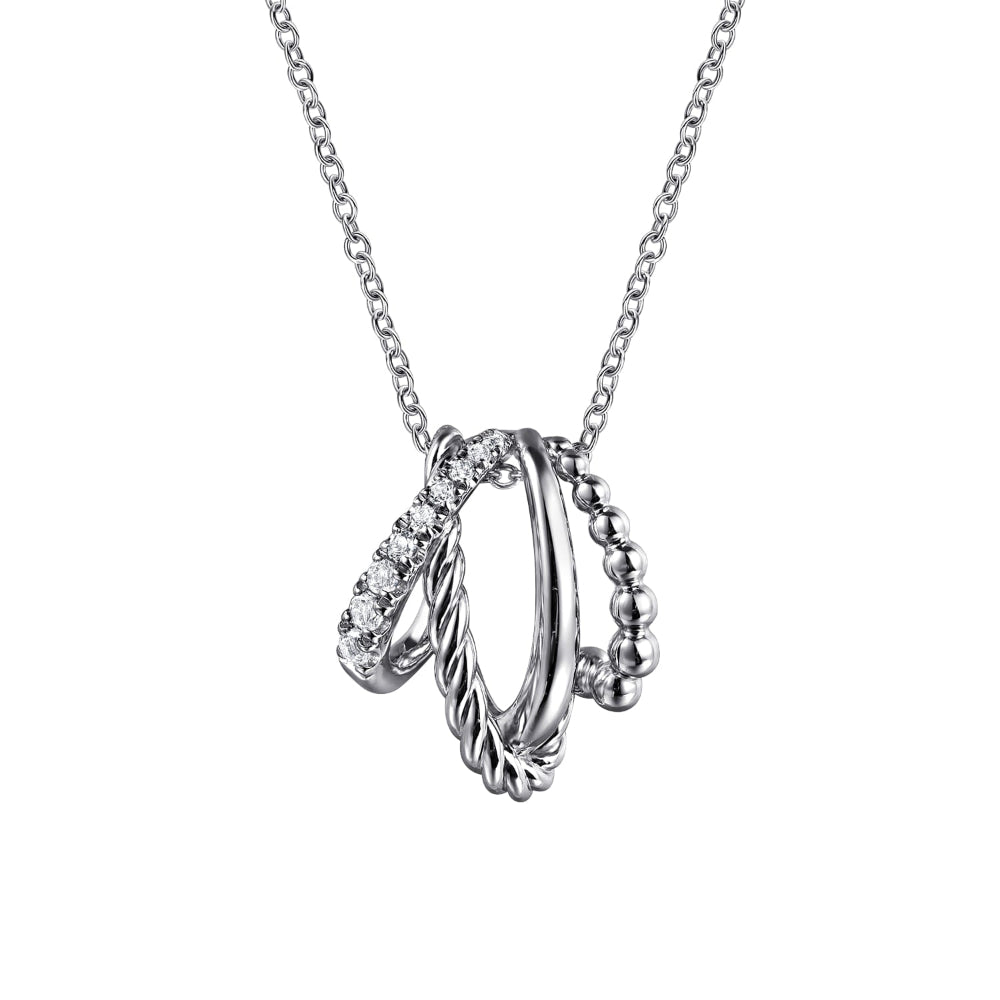 Sterling silver white sapphire  twisted hoops on 17.5 in chain 