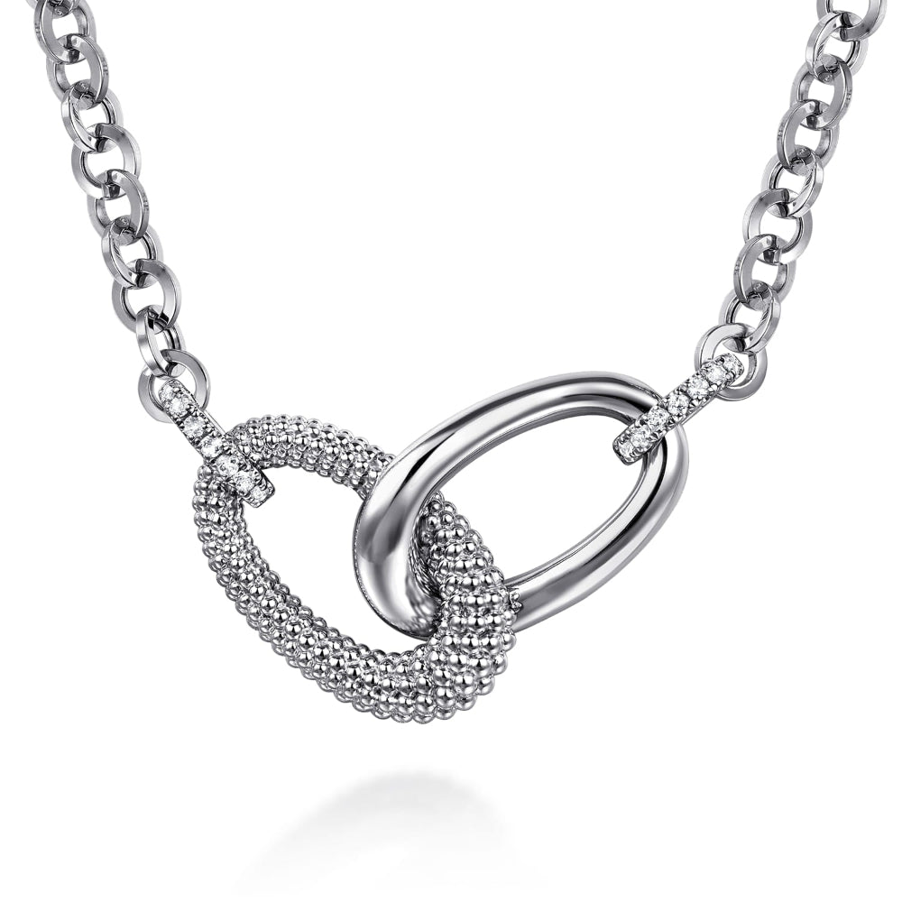 Sterling silver and White Sapphire Link Chain Necklace