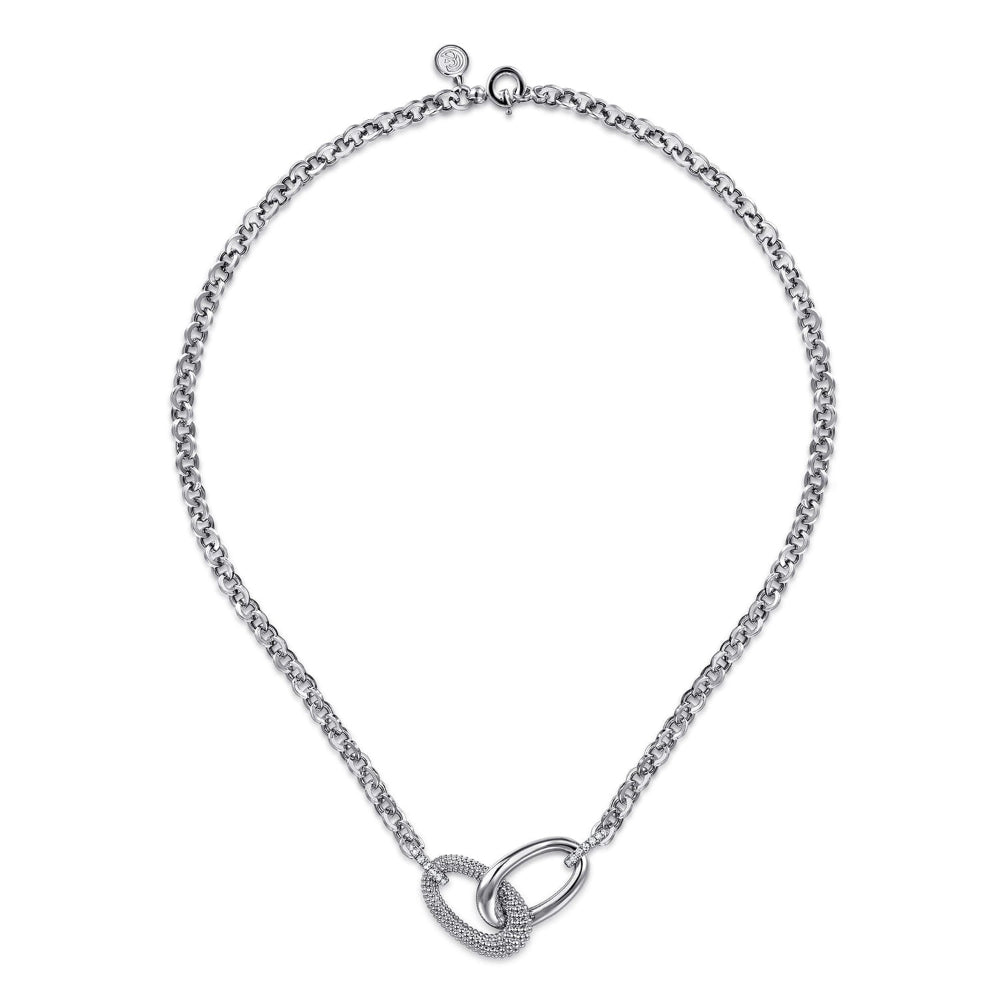  17 inch Sterling silver and White Sapphire Link Chain Necklace 