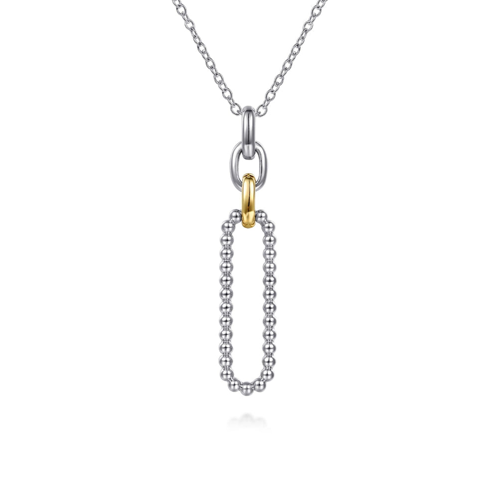 Sterling silver and 14kYellow Gold Multi Link Pendant Necklace 