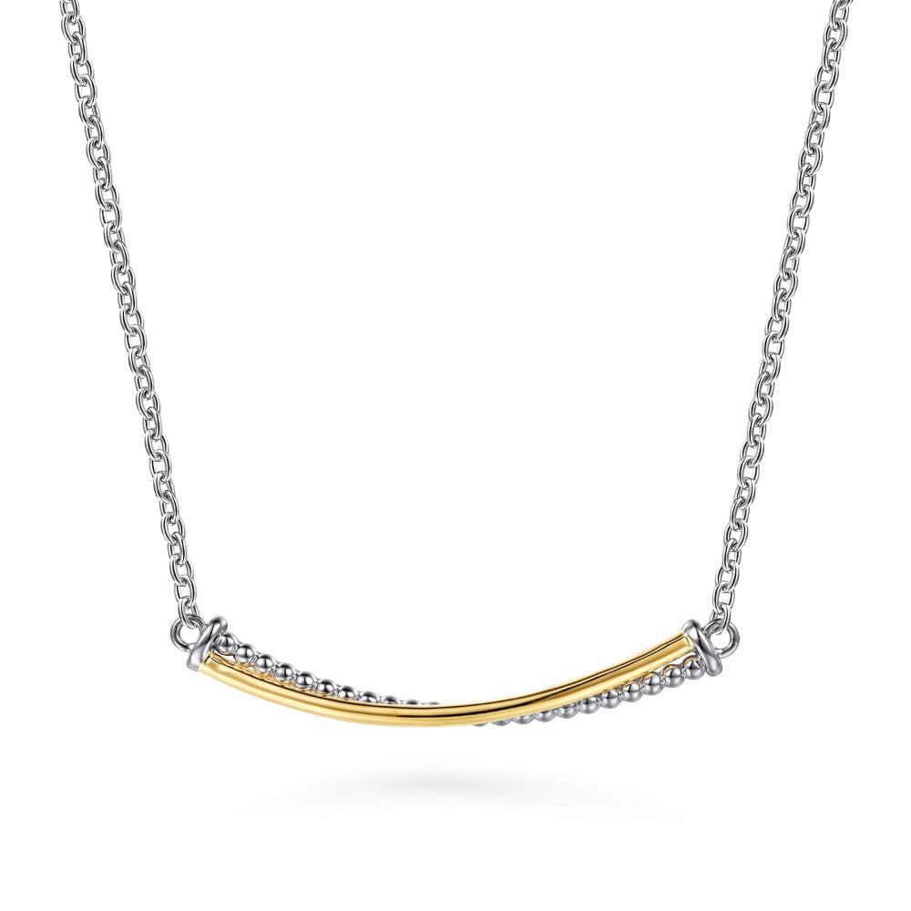 Silver and Gold Twist Bar Necklace