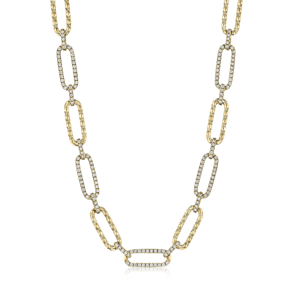 A. Jaffe 14k Gold Paperclip Chain Necklace with Diamonds