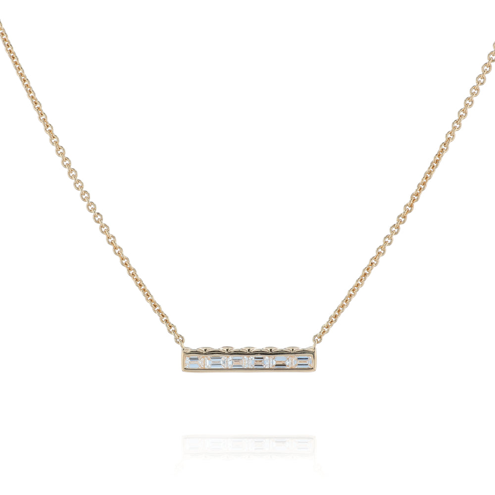 A. Jaffe 14k Gold Emerald Cut Diamond Bar Pendant Necklace