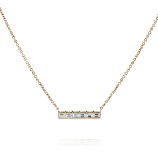 A. Jaffe 14k Gold Emerald Cut Diamond Bar Pendant Necklace