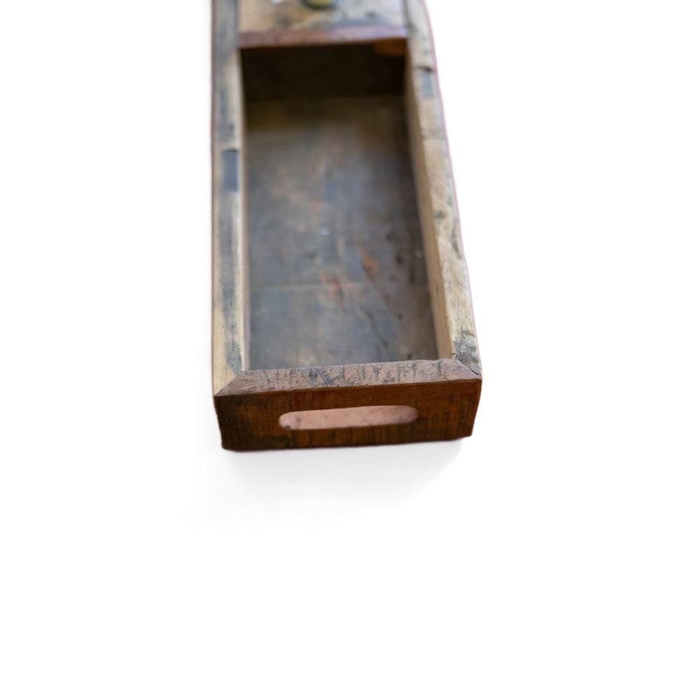 Kalalou Recycled Wooden Tray with Four Taper Candle Holders "In-Store Only"