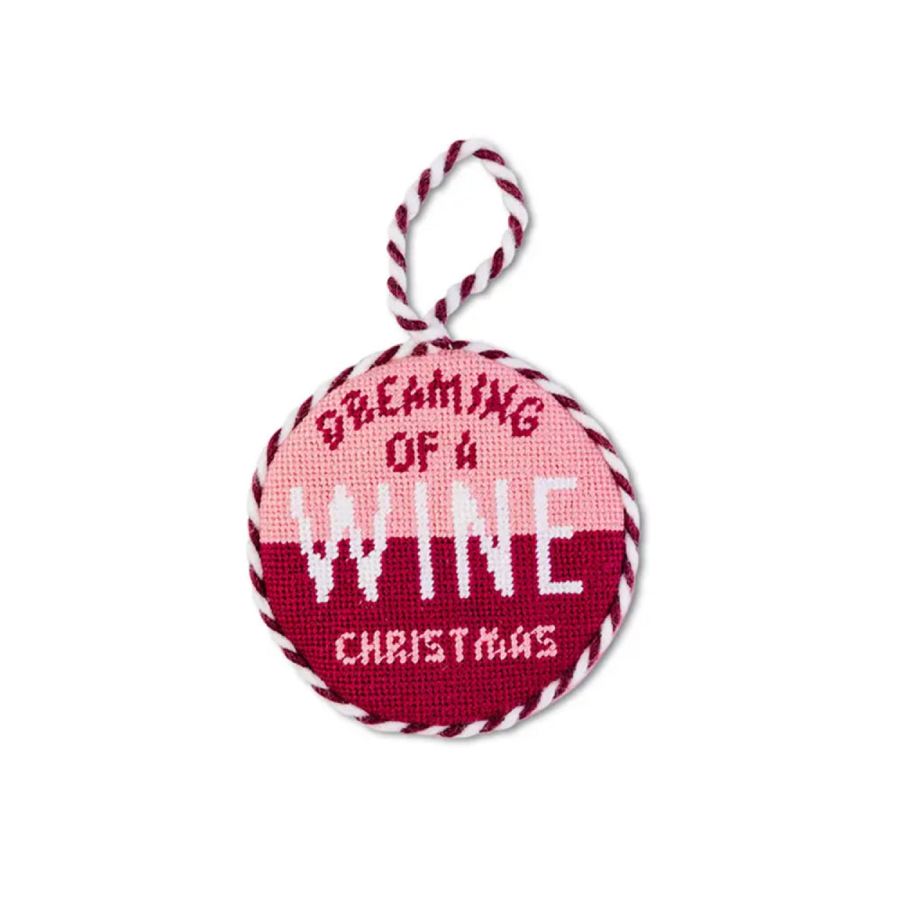 Furbish Studio Wine Christmas Needlepoint Ornament