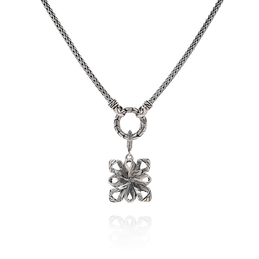 John Hardy Sterling Silver Classic Open Design Square Pendant Necklace