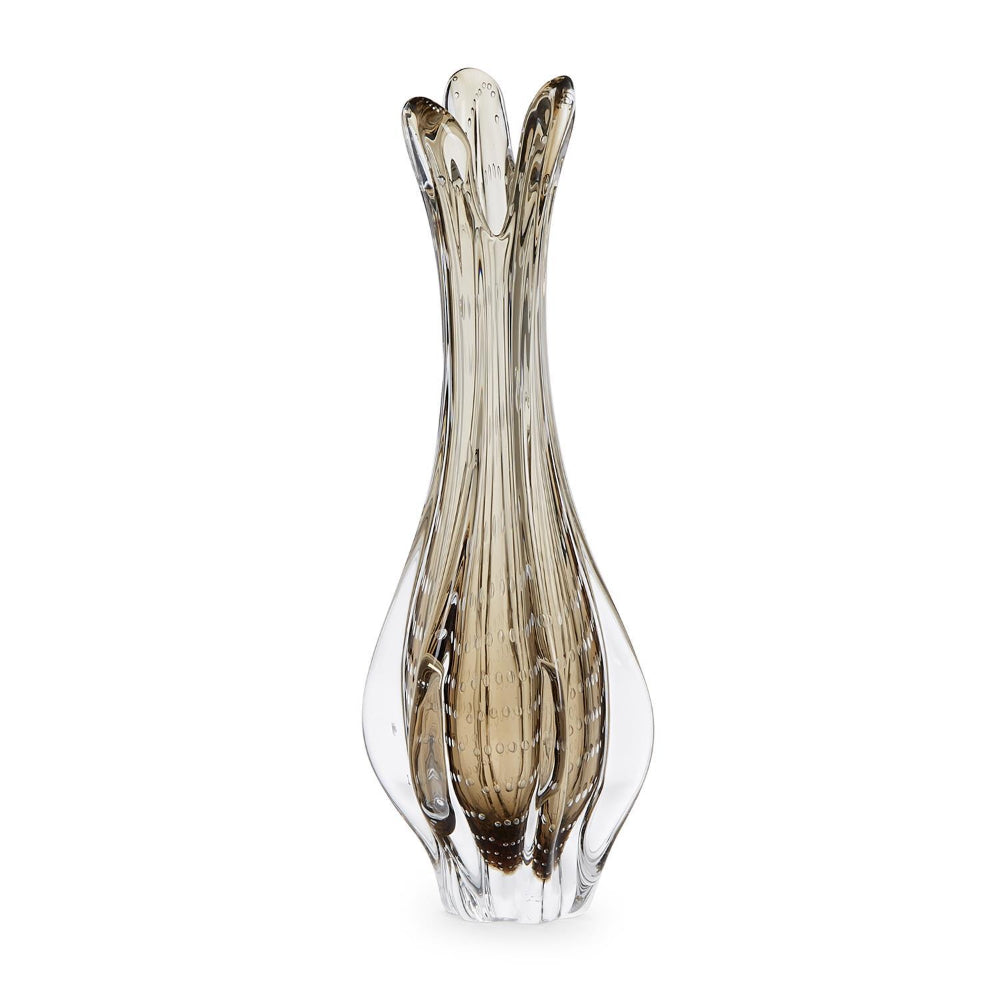 Two's Company 15 1/2" Grey Hand Blown Vase - Hand Blown Glass
