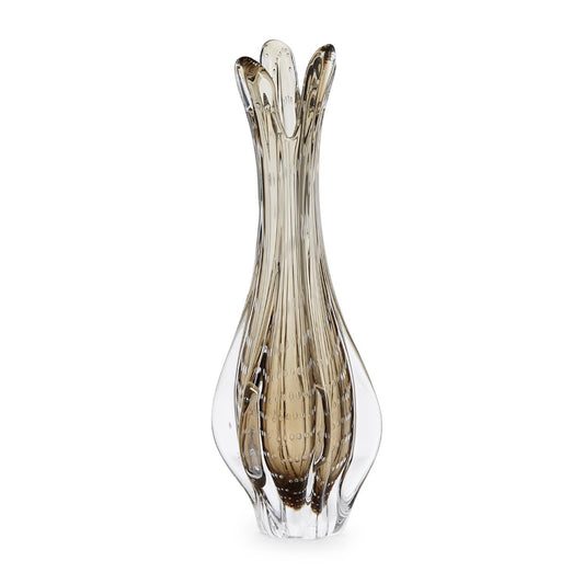 Two's Company 15 1/2" Grey Hand Blown Vase - Hand Blown Glass