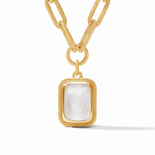 Julie Vos Cheval Paperclip Statement Necklace-Iridescent Clear Crystal