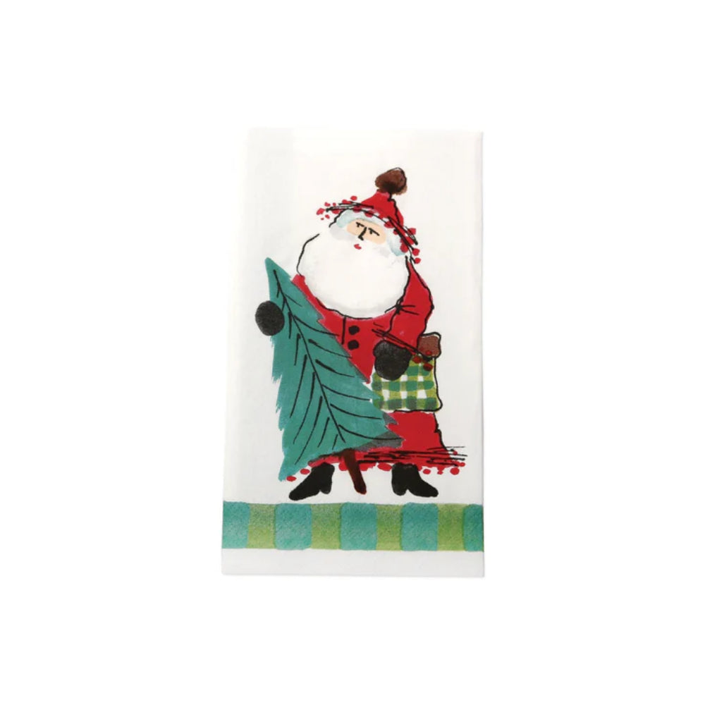 Vietri Lastra Old St. Nick Paper Guest Towels - Green (Pack of 16)