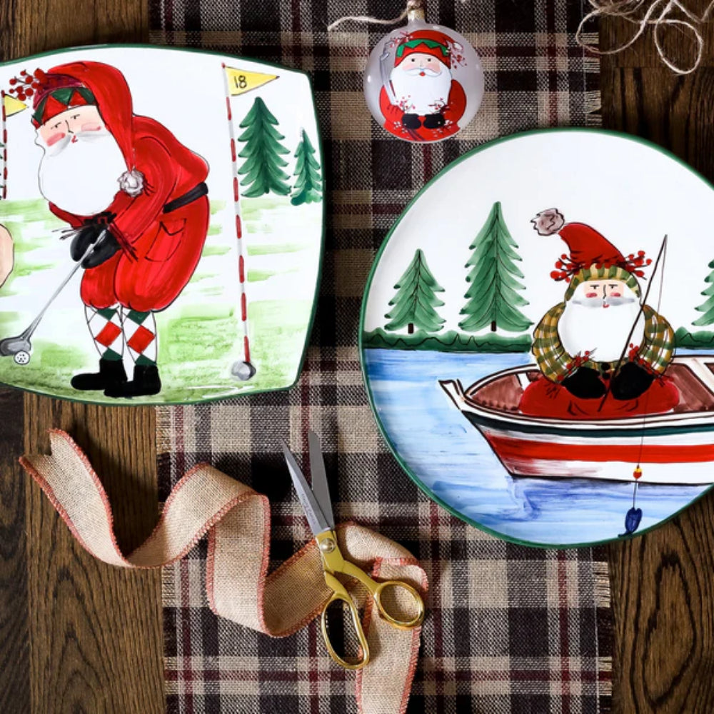Vietri Old St. Nick Square Platter - Golfing