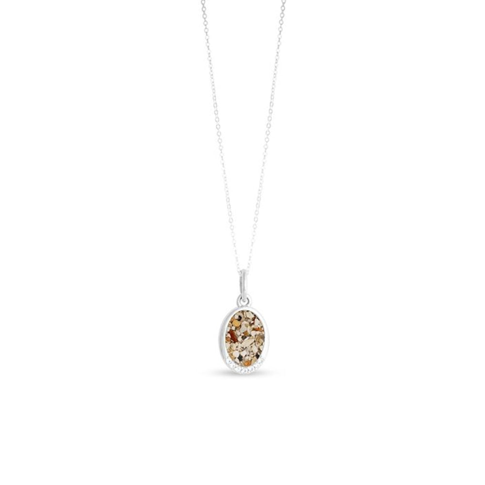 Dune Oval Necklace with White Topaz - Ocean City Sand