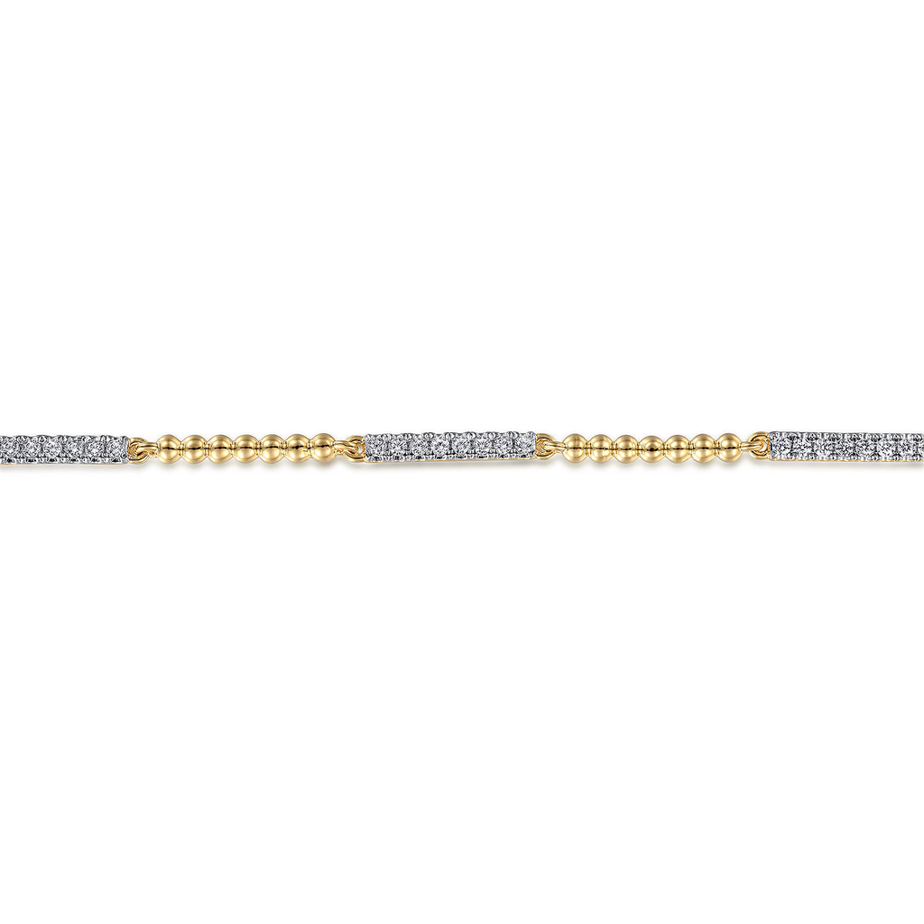 Gabriel & Co. 14k Yellow Gold Bujukan Collection Beaded Diamond Bracelet