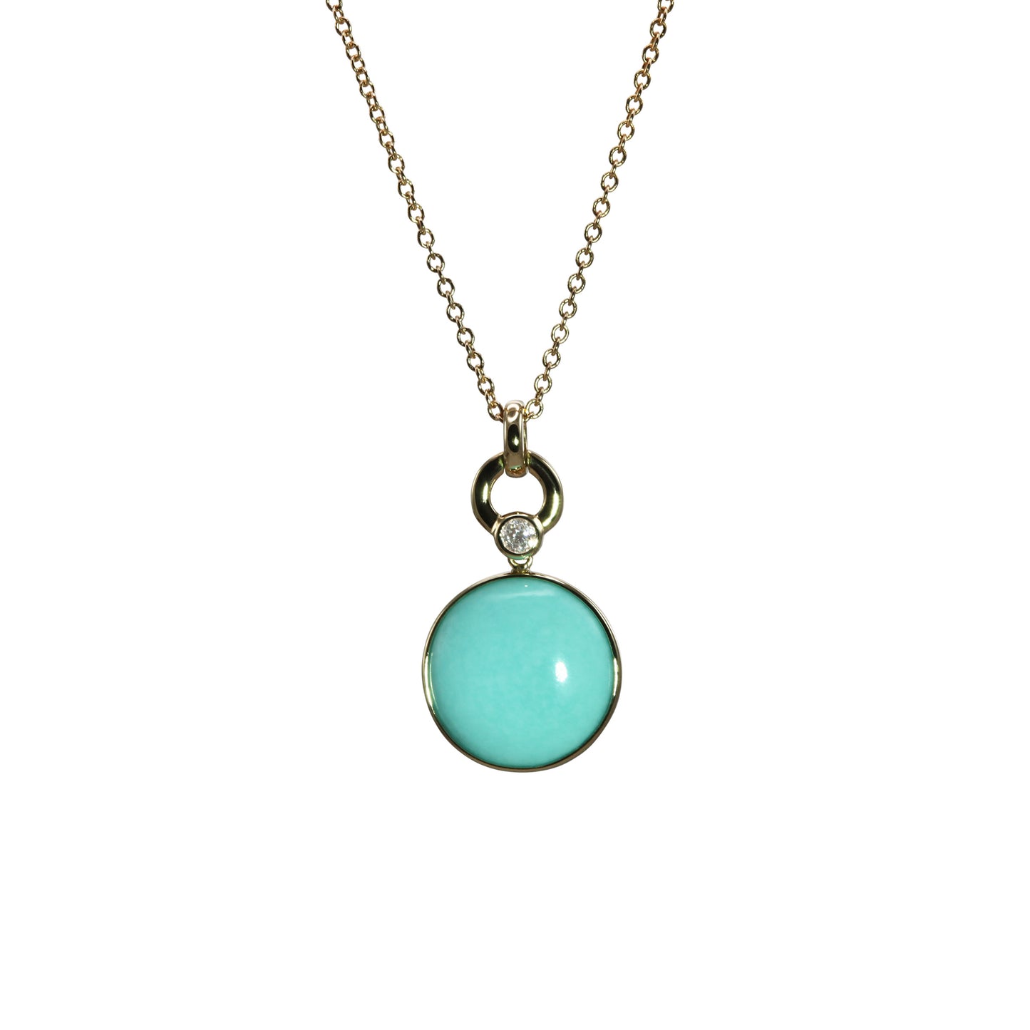Oliva B. 14k Gold Bezel Turquoise Pendant Necklace