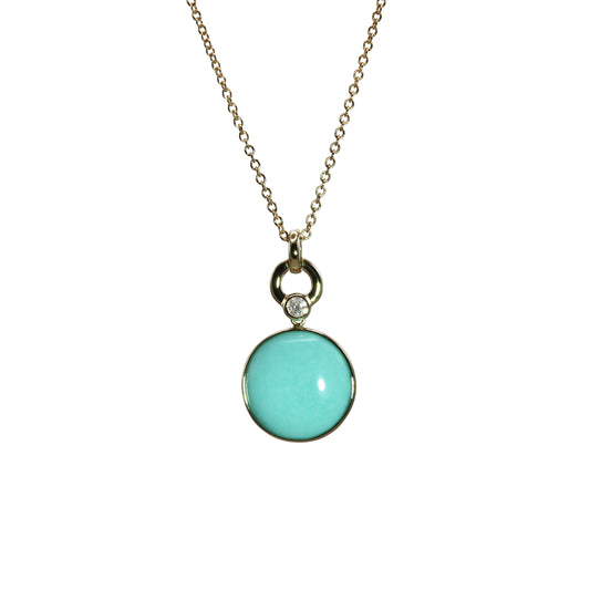 Oliva B. 14k Gold Bezel Turquoise Pendant Necklace