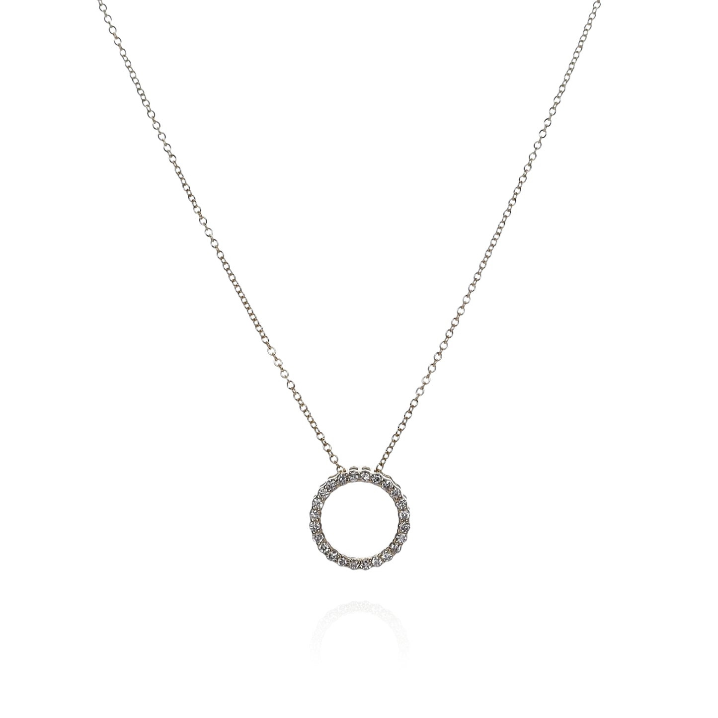 14k Yellow Gold 18" 0.30ct Open Diamond Circle Pendant Necklace