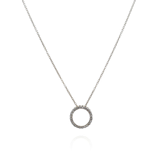 14k Yellow Gold 18" 0.30ct Open Diamond Circle Pendant Necklace