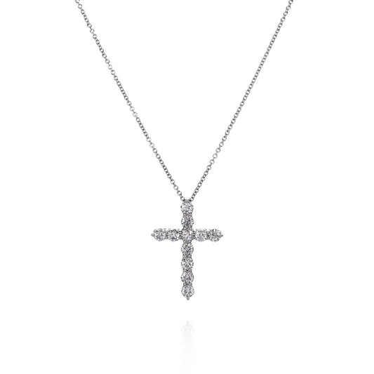 14k White Gold 18" 1ct Diamond Cross Pendant Necklace