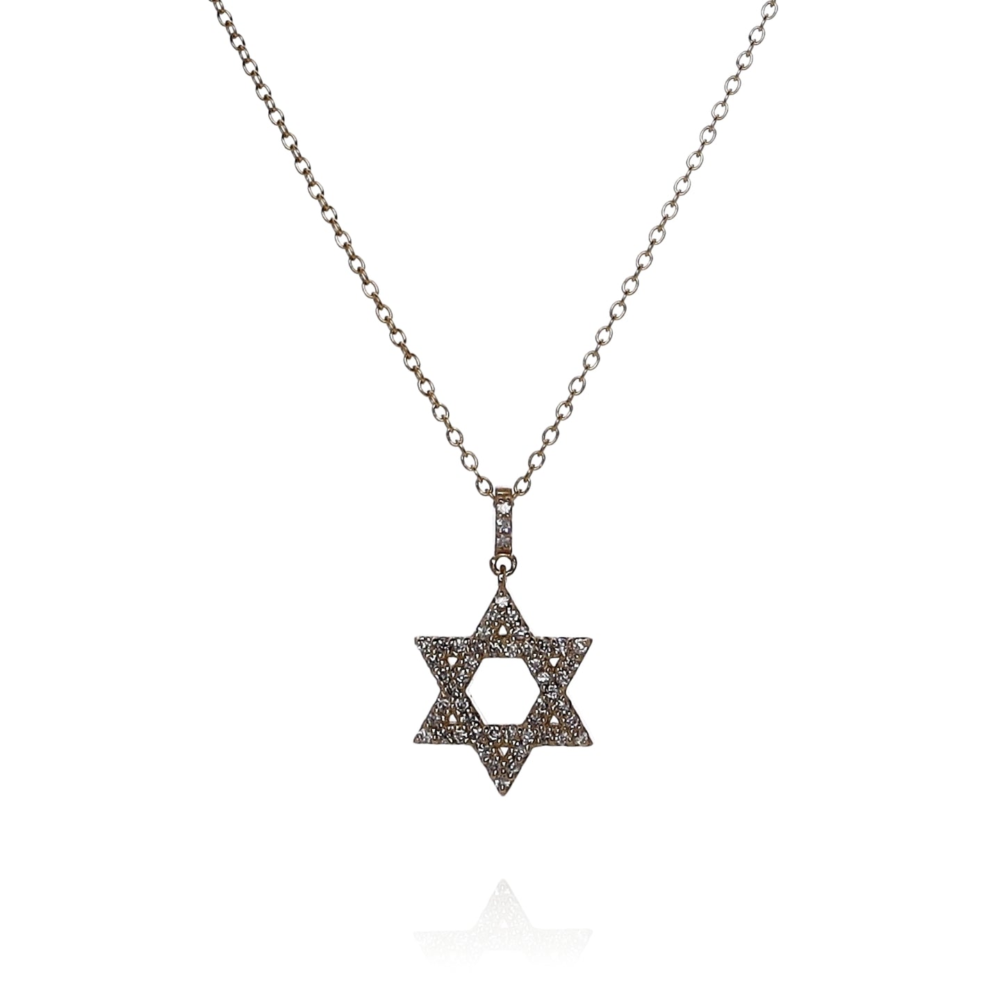 14k Yellow Gold 0.25ct Diamond Star of David Pendant Necklace