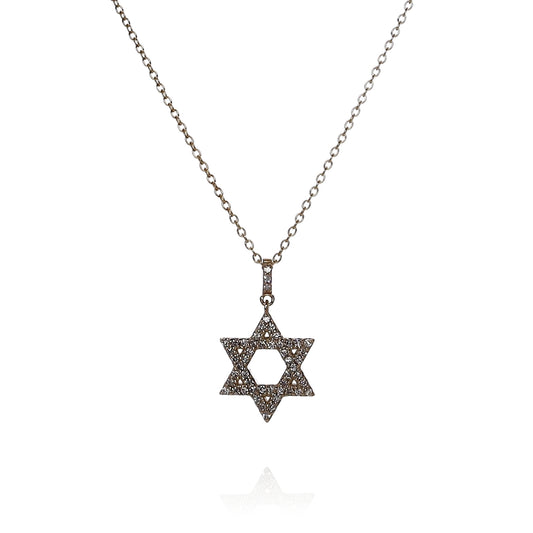 14k Yellow Gold 0.25ct Diamond Star of David Pendant Necklace