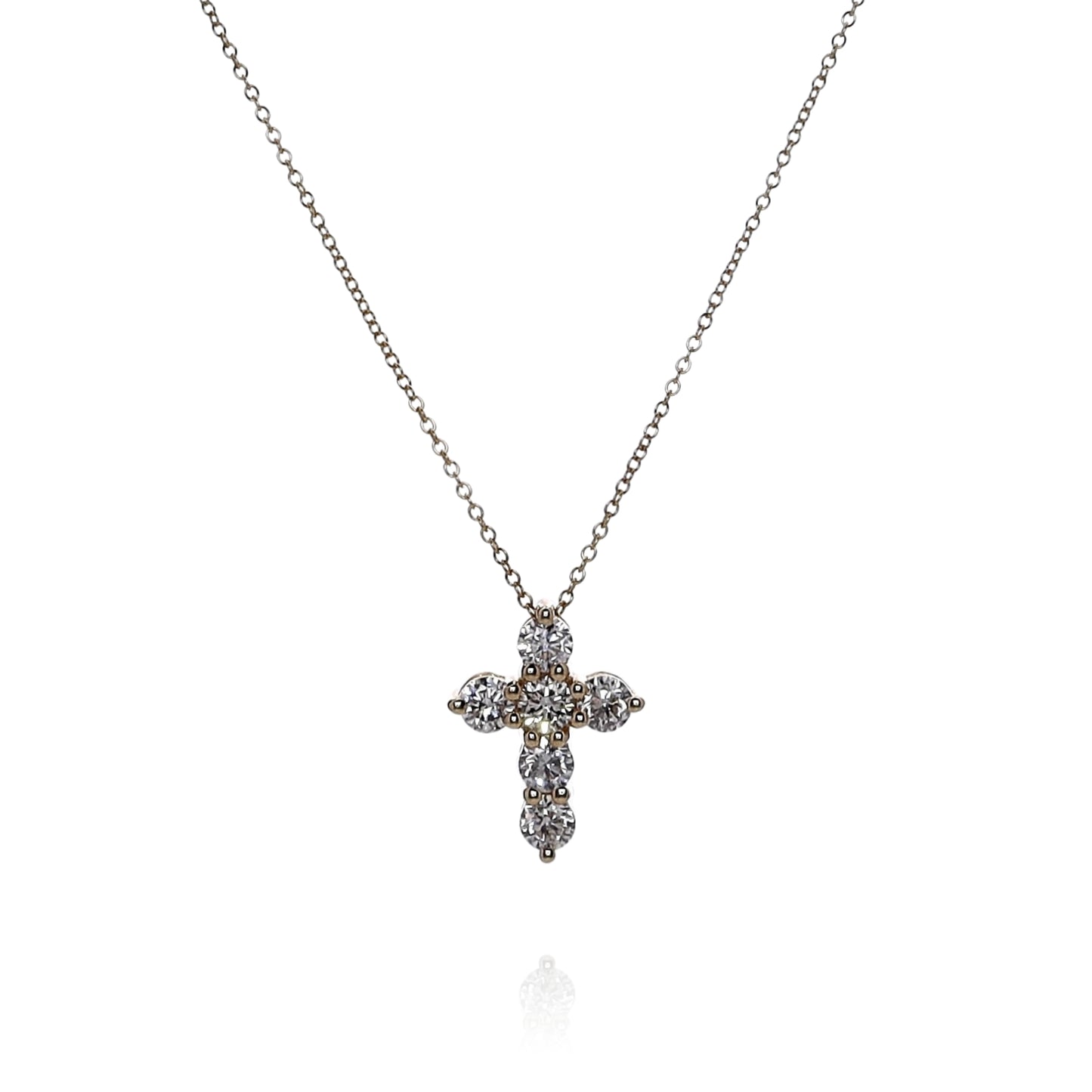 14k Yellow Gold Diamond Cross Pendant Necklace
