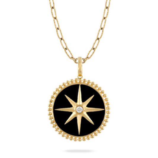 Doves 18k Gold Maritime Black Onyx Starburst Necklace