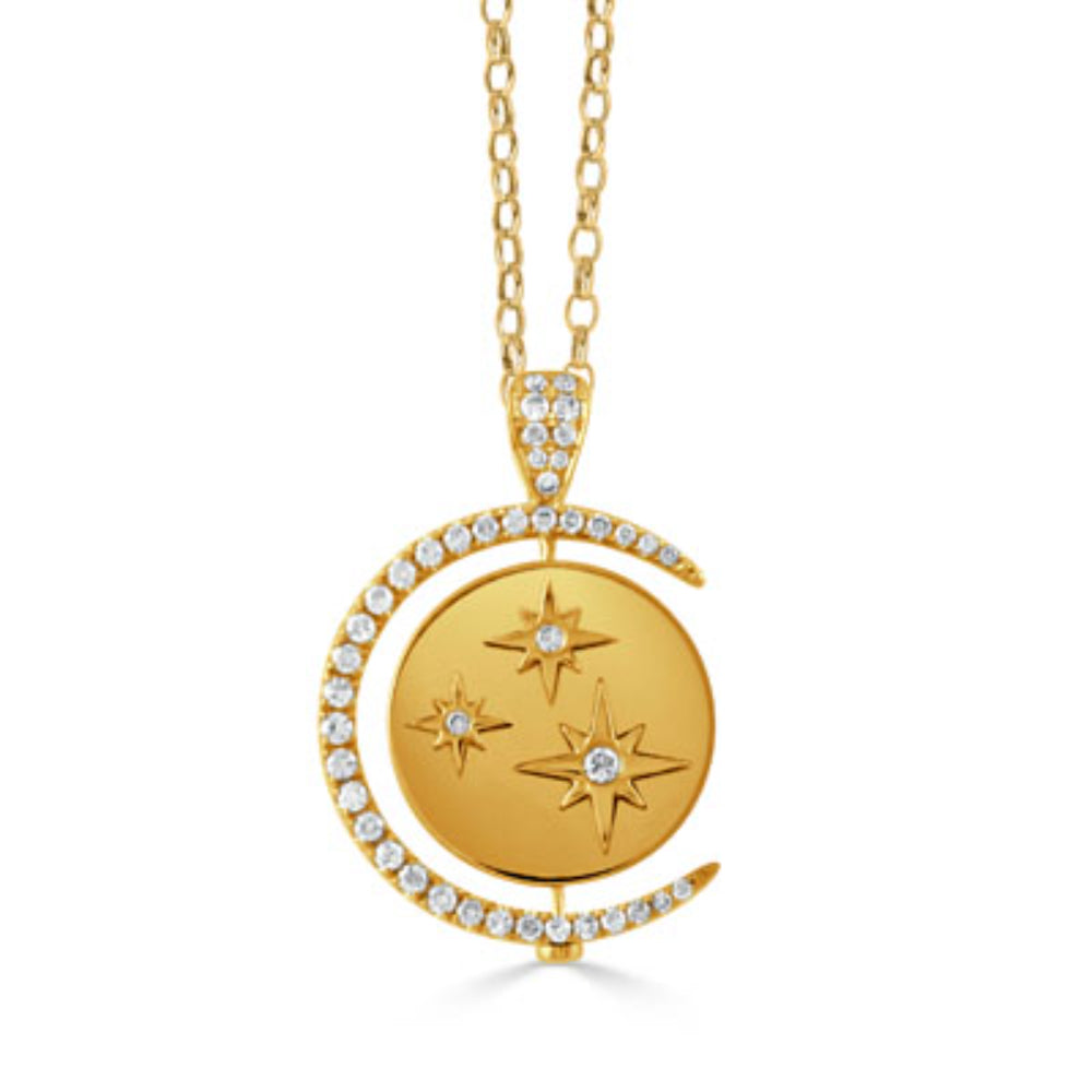 Doves 18k Gold Reversible Celestial Necklace with Diamonds