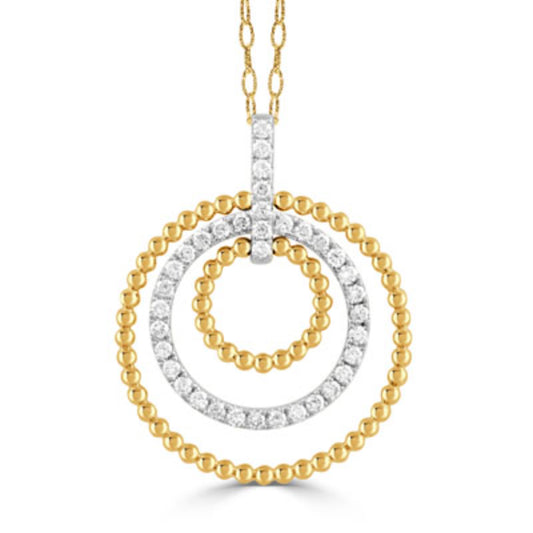 18k Gold Byzantine Diamond Open Circle Pendant Necklace