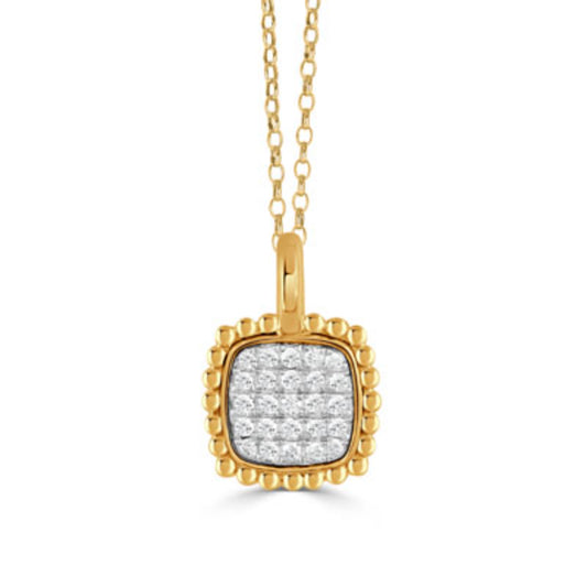 18k Gold Diamond Cluster Pendant Necklace