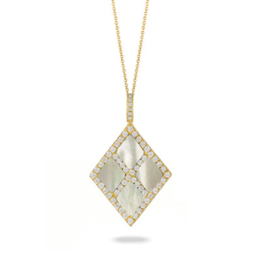 14k Gold Mother of Pearl Pendant Necklace