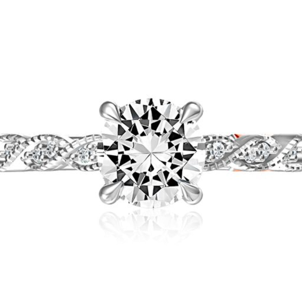 A. Jaffe Twist Shank Round Diamond Engagement Ring