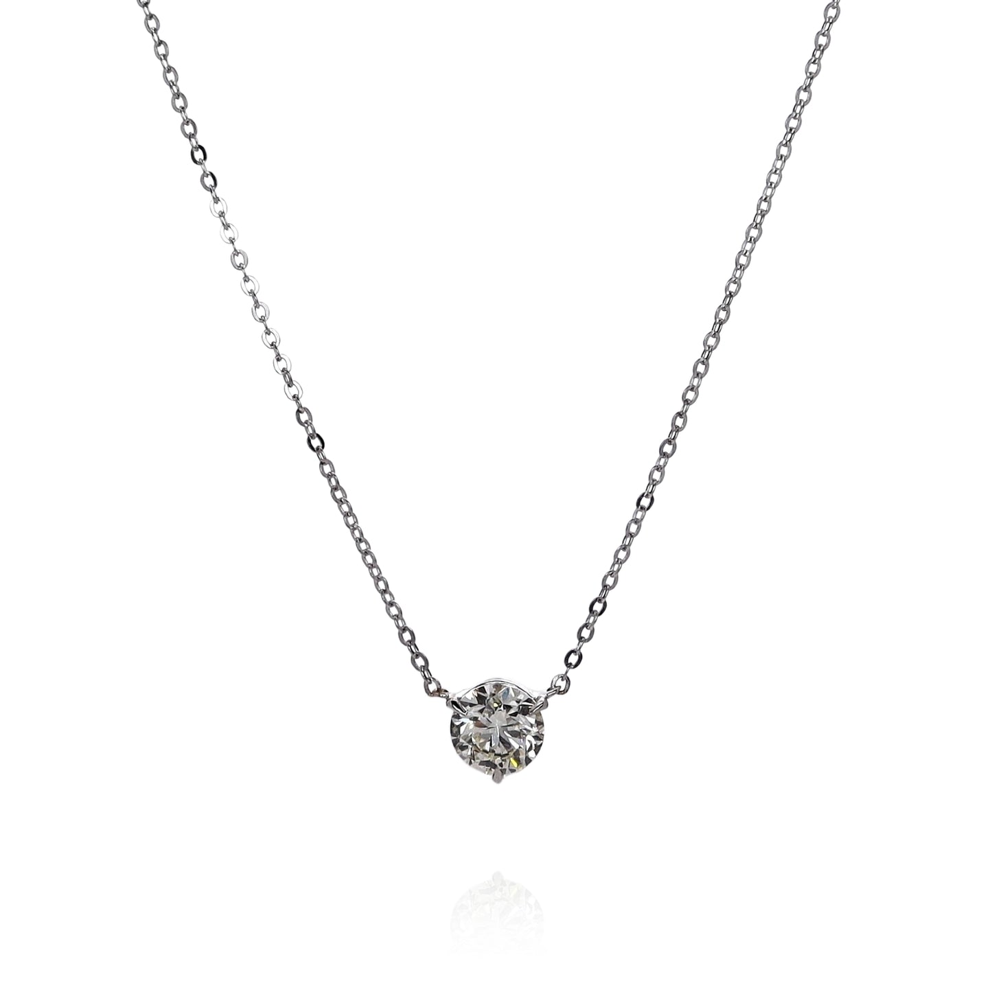 14k White Gold 2.13ct Diamond Solitaire Pendant Necklace