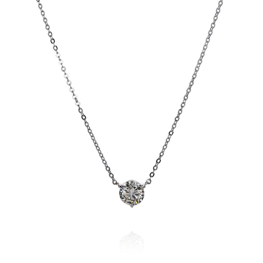 14k White Gold 2.13ct Diamond Solitaire Pendant Necklace