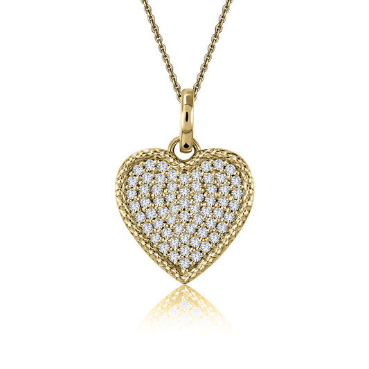 A. Jaffe 14k Pave Heart Pendant Necklace
