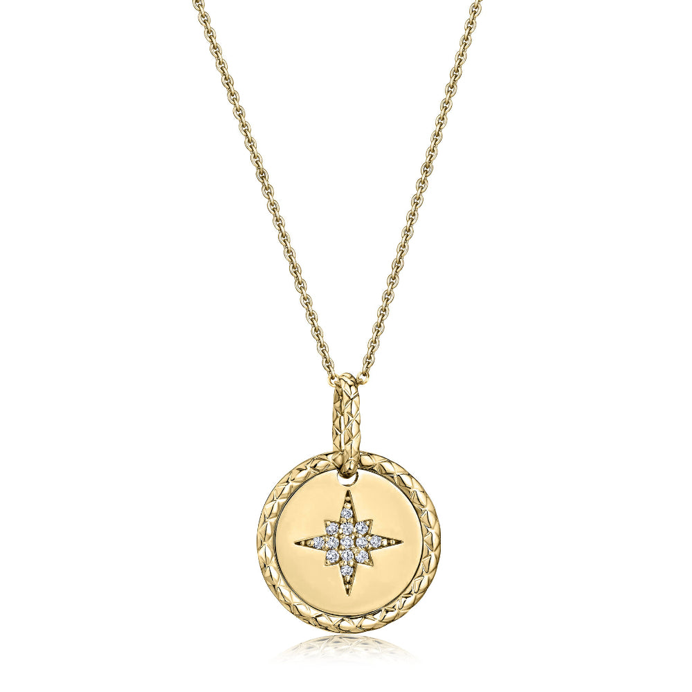 A. Jaffe 14k Gold Diamond Pendant with Quilted Border