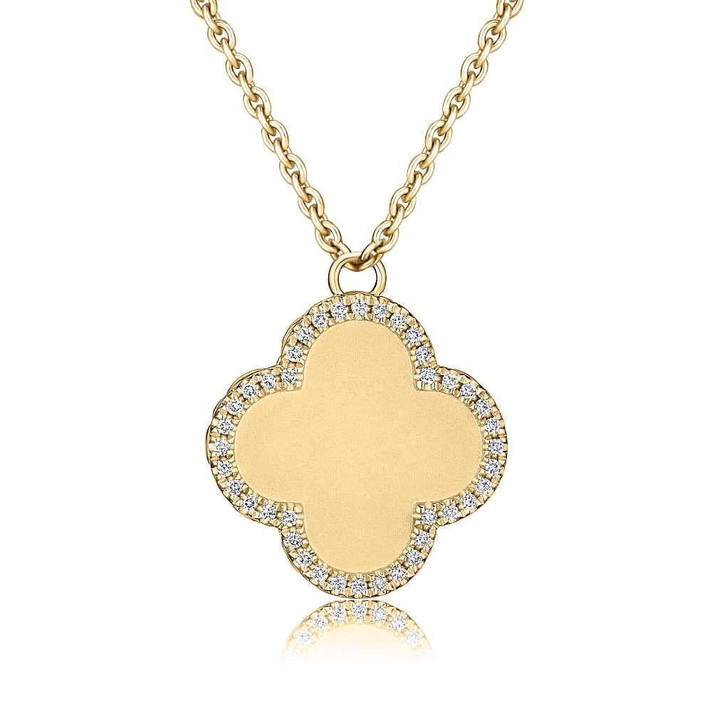 A. Jaffe 14k Gold Clover Pendant Necklace with Diamonds
