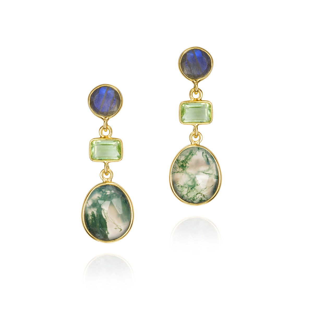 Jorge Revilla Moss Collection Labradorite & Green Amethyst Drop Earrings