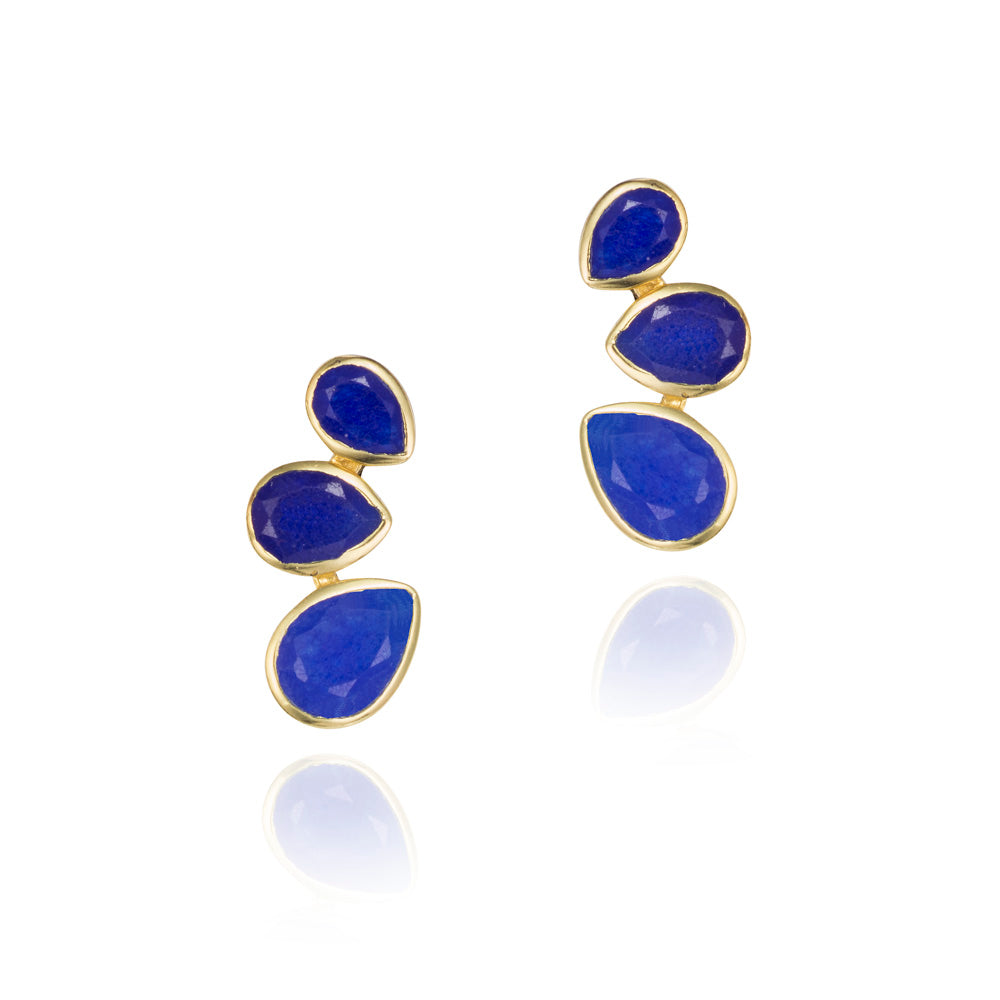 Jorge Revilla Bella Collection Blue Jade Stud Earrings