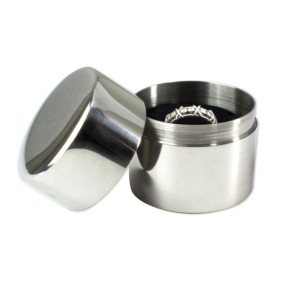 SB PEWTER FITTED RING BOX RND