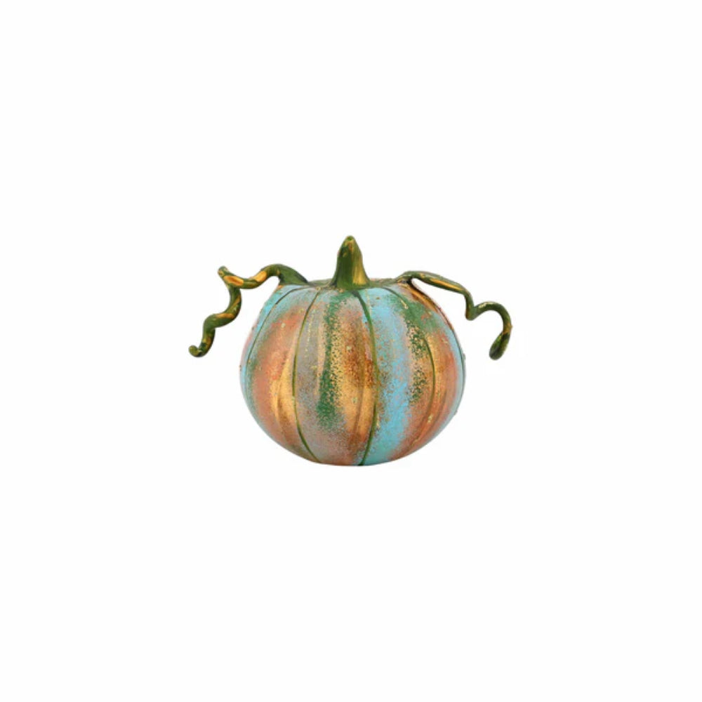 Vietri Pumpkins Figural Blue Glass Pumpkin