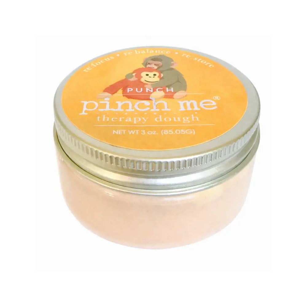 A jar of PUNCH PINCH ME therapy dough punch on a white backround.