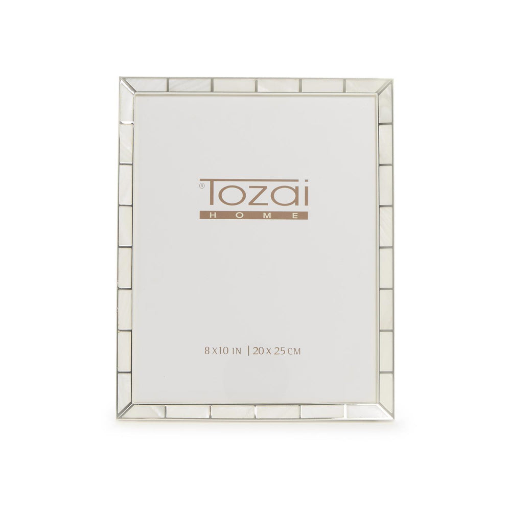 Two's Company Silver Plated Metal Photo Frame with Mother of Pearl Inlay