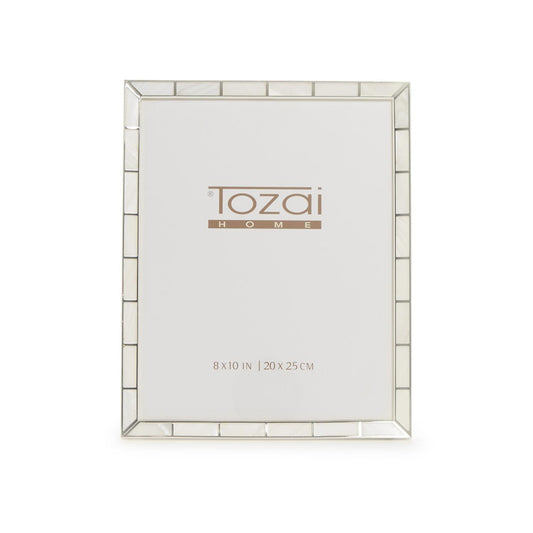 Two's Company Silver Plated Metal Photo Frame with Mother of Pearl Inlay