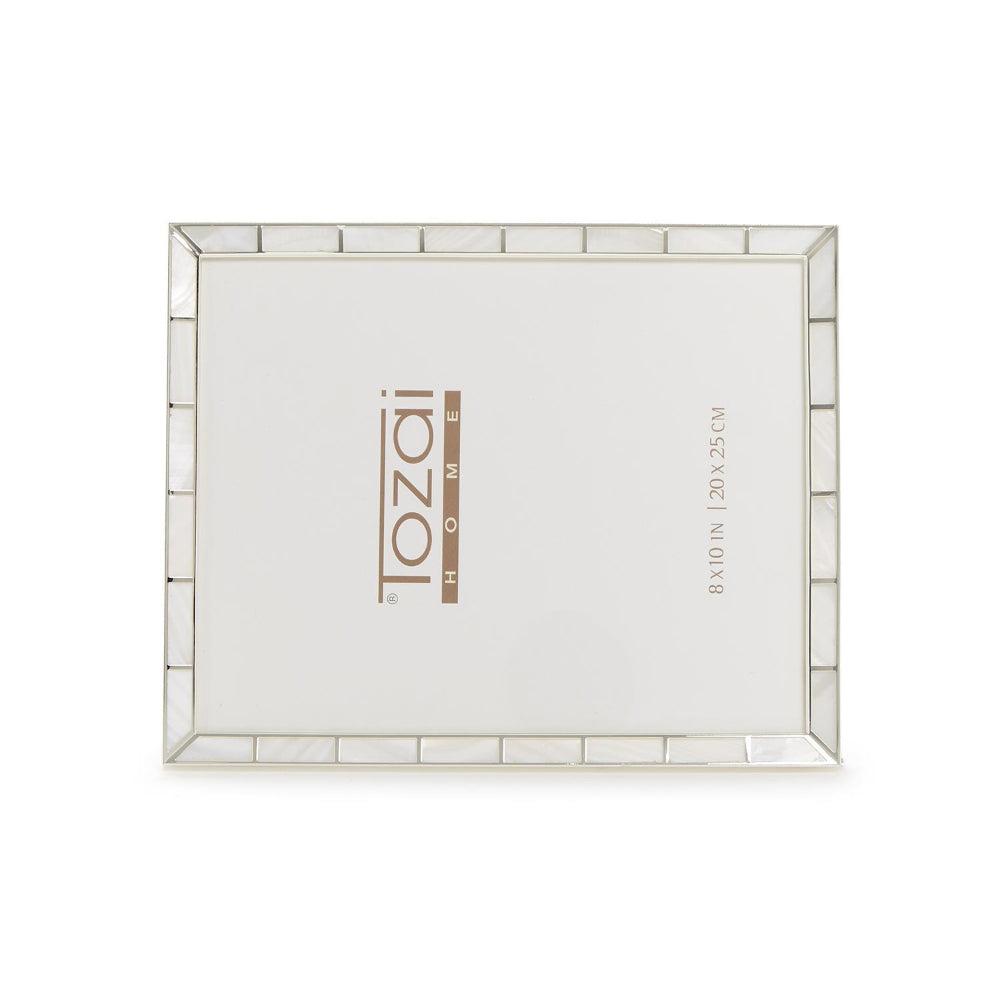 Two's Company Silver Plated Metal Photo Frame with Mother of Pearl Inlay