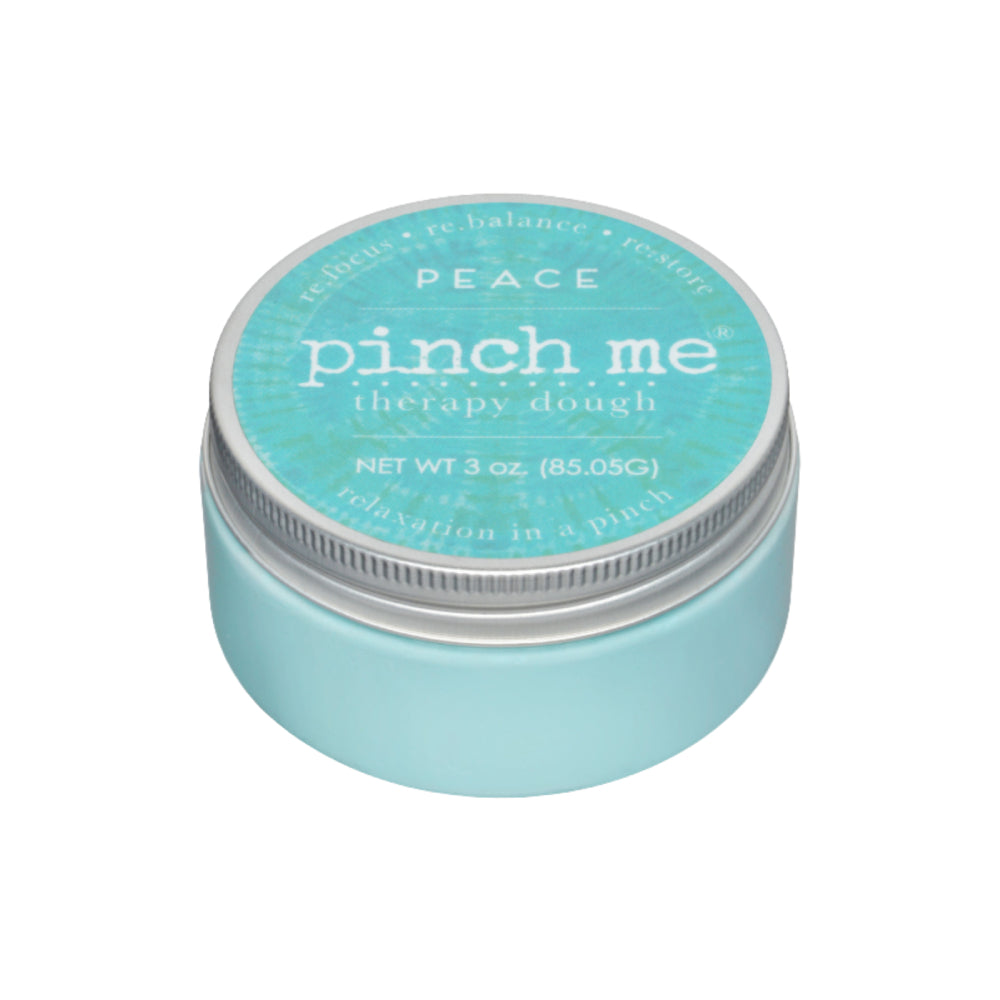 Jar of blue Peace 'pinch me' therapy dough with a blue label on a white background.